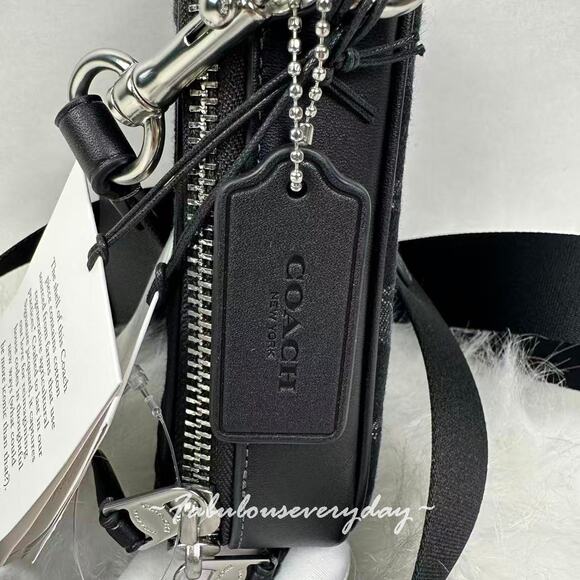 Coach Men's Stanton Crossbody Bag In Signature Denim/Black CAJ44 NWT - Picture 4 of 8